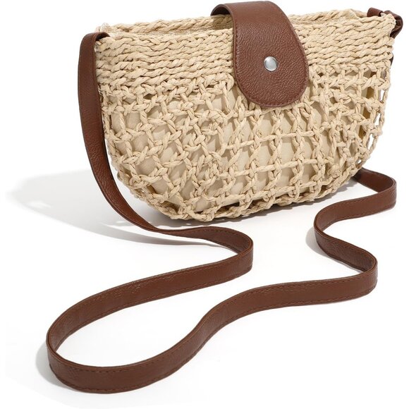 Handbags - Straw Beach Bag Woven Crossbody Purse for Women Travel Summer Handbag